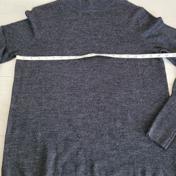 Badgley Mischka Merino 100% Wool Sweater Mock Neck Tunic Charcoal Grey Women's L - Picture 4 of 8